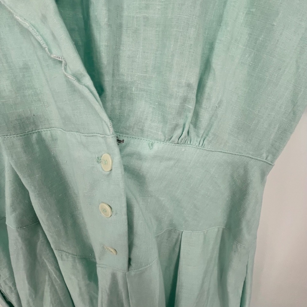 Vintage Y2K Light Mint Green Button Front Eyelet Collar Dress Size 10 Feminine - Picture 4 of 15